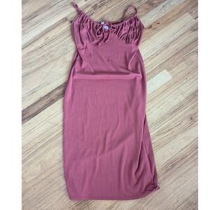 Livi by Olivia Rae Bodycon Dress Ribbed Sleeveless Casual Mauve Medium